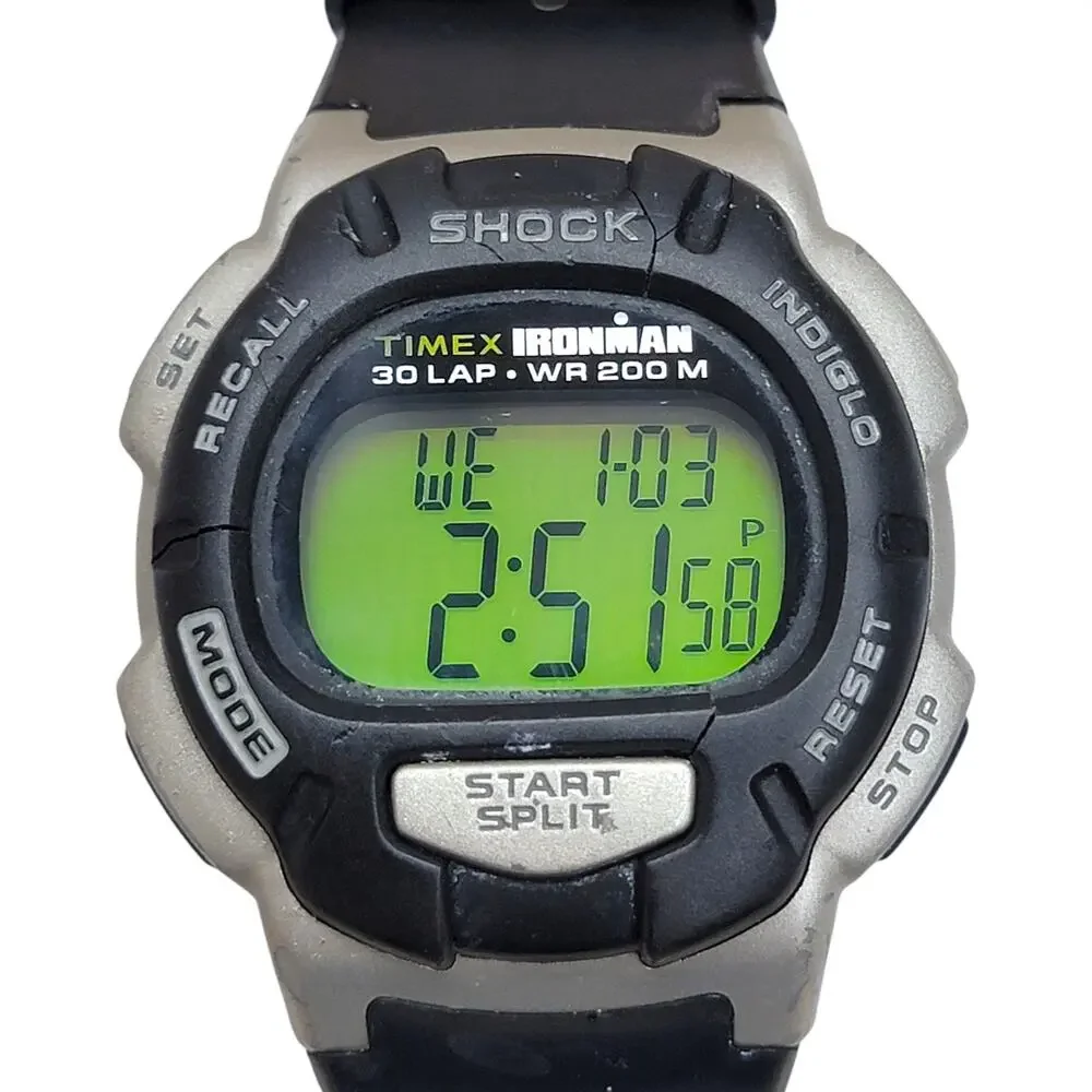 Timex Ironman Shock 30 Lap 200M WR Digital Mens Sport Watch Indiglo Running